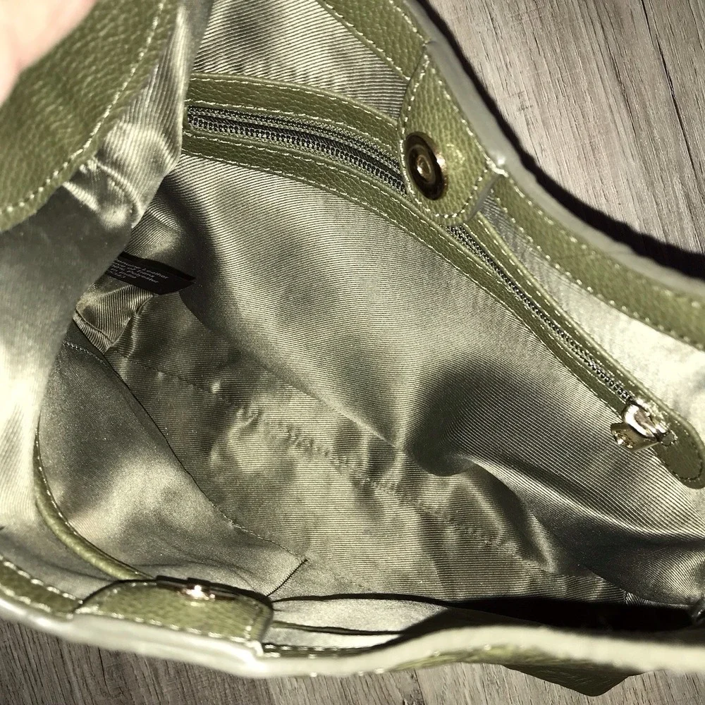Shoulder Bag Tooled 100% Olive Green Leather Purse Handbag Made in India